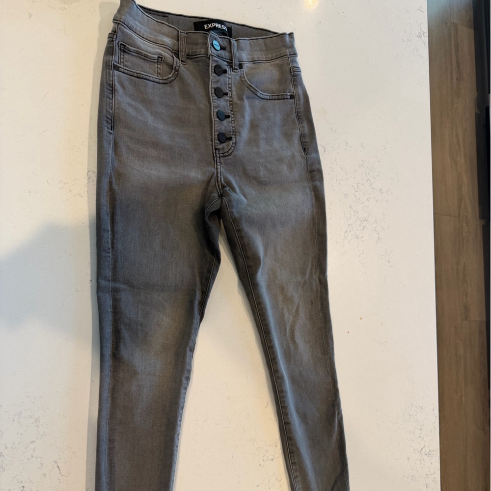 Express Charcoal Button-Fly Jeans